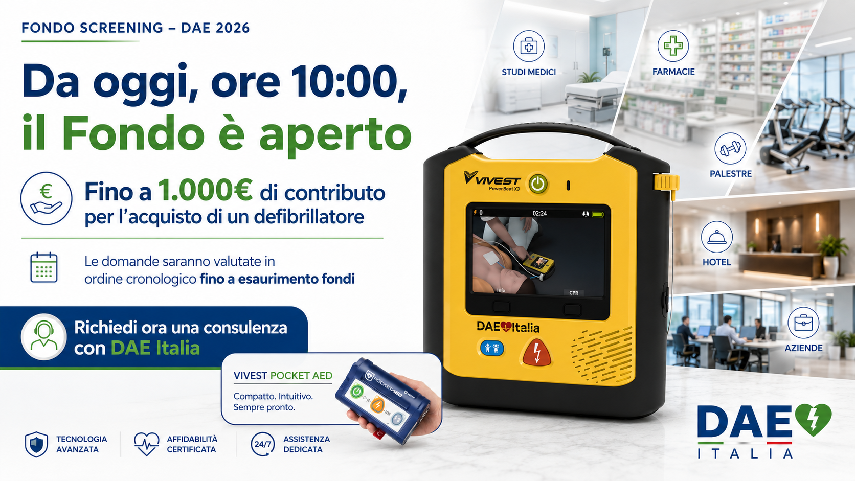 Il Ministero del Lavoro sostiene l’acquisto dei defibrillatori